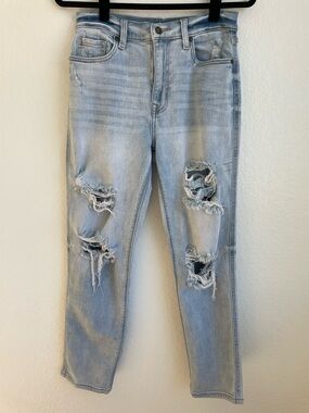 eunina Light Blue Distressed Rocky High Rise Boyfriend Jeans • 5